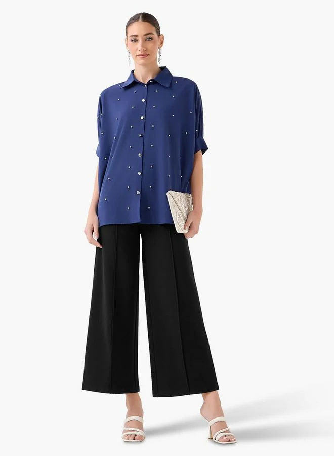 Splash FAV Kaftan Shirt with Embellished Detail